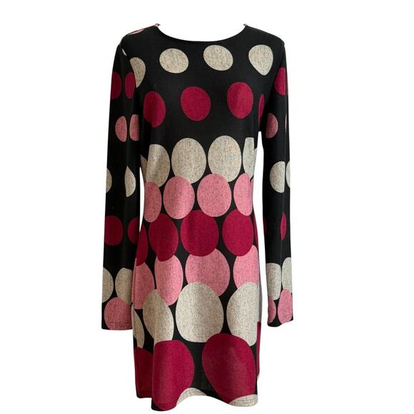 Venus Dress Womens Medium Mod Polka Dot Shift Tunic Sweater Knit Mini Retro Y2K - Picture 1 of 9